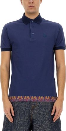 Etro Blue Shirt Collar Polo