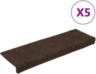 vidaXL Stair Mats Self-adhesive 15 pcs 65x21x4 cm Brown Rectangular Edge Vidaxl