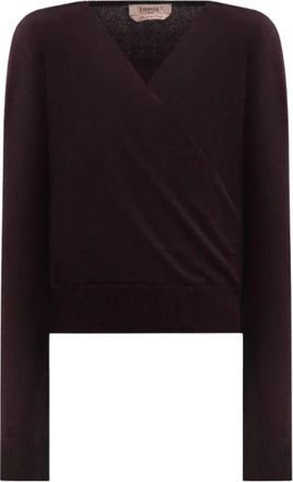 Twinset V-hals Gebreide Kleding - Dames - V-hals truien - Bruin - S - Polyester - Truien & Vesten