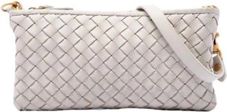 Bottega Veneta Pre-owned Woven Nappa Crossbody Bag - Dames - Vintage Clutch - Wit - ONE Size - Leer - Vintage