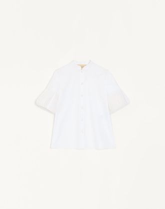 Valentino Camicia in Cotton Popeline Ricamata Donna BIANCO 36