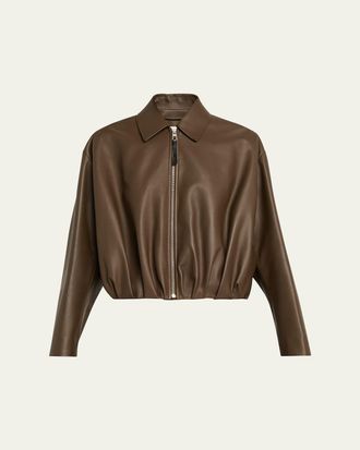 Loewe Leather Draped Bomber Jacket