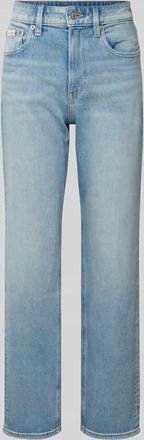 Calvin Klein Jeans Straight Fit High Waist Jeans mit Label-Detail in Hellblau, Größe 27/30