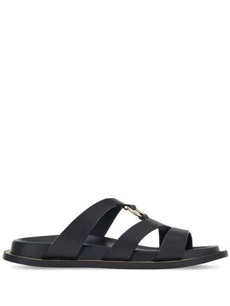 Ferragamo Gancini leather sandals - women - CALFSKIN/CALFSKIN/Calf Leather - 9.5C - Black