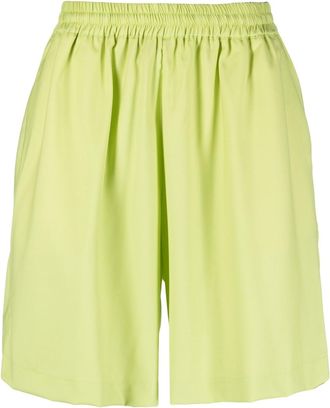 BONSAI elasticated-waist twill shorts - men - Virgin Wool/Spandex/Elastane - S - Green
