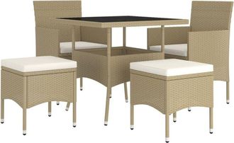 vidaXL Vidaxl - Juego De Comedor Para Jard&iacute;n De 5 Piezas Rat&aacute;n Sint&eacute;tico Beige