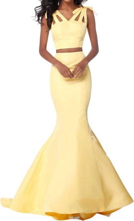 Sherri Hill Two-Piece Taffeta Prom Dress In Yellow