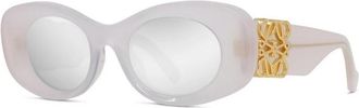 Loewe Anagram Oval Zonnebril - Dames - Zonnebrillen - Grijs - 49 MM - Nylon - Accessoires