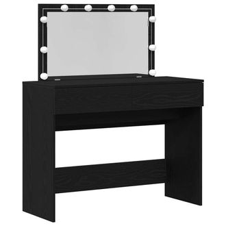 Berkfield Home Dressing Table with LED Black Oak 100x40x120 cm | Size: 100 x 40 x 120 cm