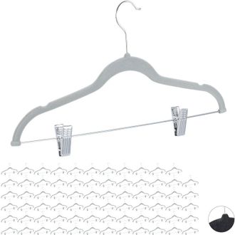 Relaxdays Pack De 72 Perchas Ropa Con Pinzas Y Giro De 360&ordm;, Metal, Gris, 43 Cm
