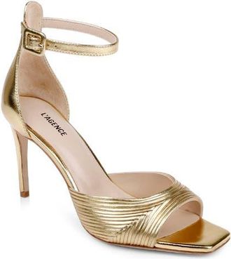 L'agence Cici Ankle Strap Sandal in Gold Leather at Nordstrom, Size 5.5