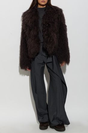 Ami Collared Coat, Womens, Brown