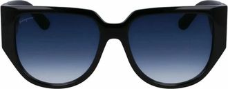 Ferragamo Oversized Acetaat Zonnebril - Dames - Zonnebrillen - Zwart - ONE Size - Accessoires