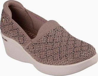 Skechers Womens Skechers Pier-Lite My Reflection Polyester Womens Mocha Trainers - Brown - Size: 7