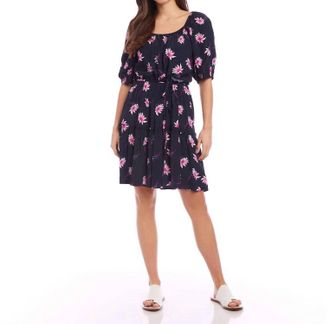 Karen Kane Darling Daisy Tiered Short Dress In Navy