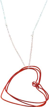 A Blonde and Her Bag Red Hearts Necklace on a Silver Chain