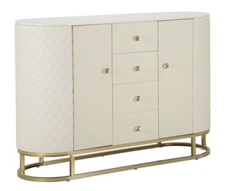 Mauro Ferretti Mueble de metal dorado y ecopiel crema cm 120x40x85