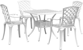 vidaXL 5 Piece Garden Dining Set White Cast Aluminium vidaXL