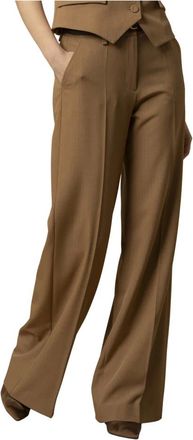 Kocca Broeken, Dames, Bruin, L, Stijlvolle zakelijke broek met voorplooien