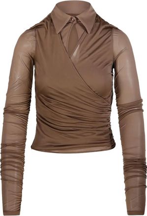Max Mara Camicia Aiello con ruches - Marrone