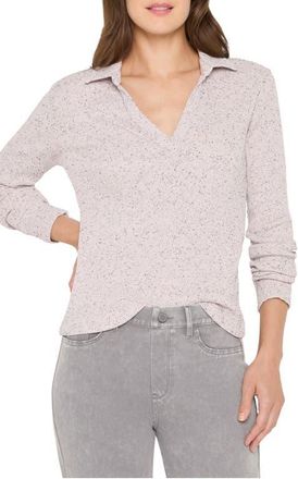 Nic+Zoe Long Sleeve Rib Polo in Cherry Blossom at Nordstrom, Size X-Large