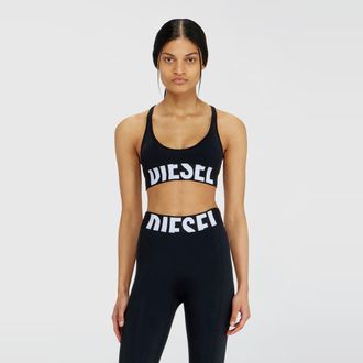 Diesel Microfibre sports bra with cut-off logo - Bras - Woman - Black