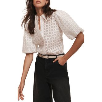Mint Velvet Applique Petal Shirt in Neutral at Nordstrom, Size Medium