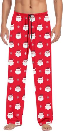 Generic Mens Pyjama Bottoms Men Christmas Pajama Pants Christmas Theme Breathable Flannel Pyjama Trousers Xmas PJ Pants Mens Xmas Bottoms Elastic Waist Trouse