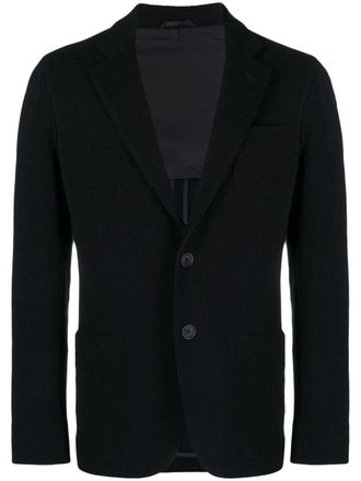 Giorgio Armani single-breasted herringbone blazer - Blue