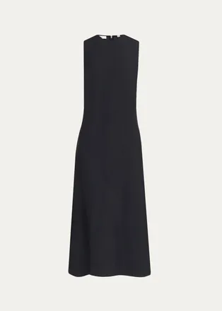 Vince Sleeveless Bias-Cut Linen-Blend Dress