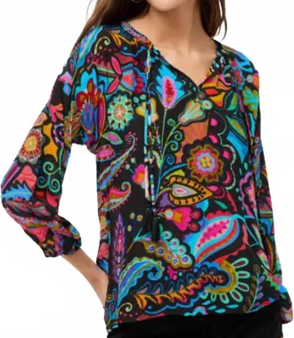 Johnny Was Margot Blouse In Black Print