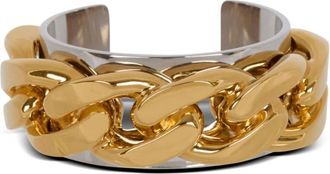 Balmain chain-embellished cuff bracelet - women - Brass - M - Silver