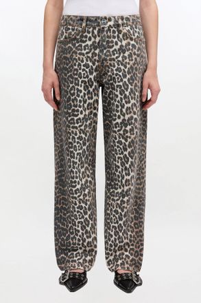 Ganni Mixed Izey Jeans in Leopard - Size 25 Organic Cotton