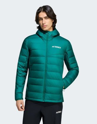 adidas Terrex giacca con cappuccio in piumino leggero Climawarm verde collegiate