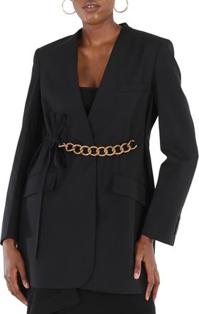 Givenchy Chain Detail Blazer Jacket In Black, Brand Size 40 (US Size 6)