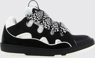 Lanvin Curb Suede and Mesh Low-Top Trainers in a Bicolour Design