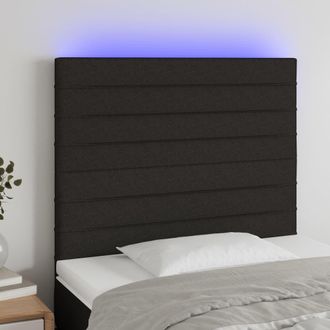 vidaXL Cabecero Con Luces Led Tela Negro 80x5x118/128 Cm Vidaxl