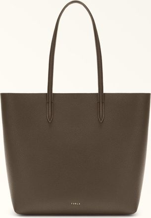 Furla Ella Tote M Mogano Purple Double Pebble Calf Leather Woman