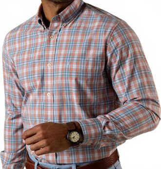 Duck Head Performace Poplin Sport Shirt In Rosewood