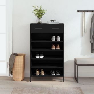 vidaXL Zapatero Madera De Ingenier&iacute;a Negro 60x35x105 Cm Vidaxl