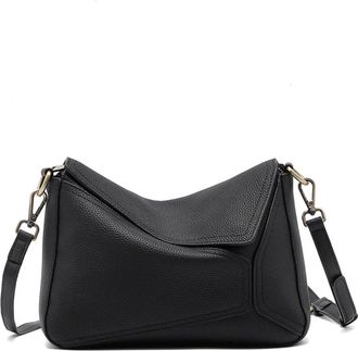 Generic Compatible For Leather Womens Geometric Shoulder Bag For Ladies Large Capacity Pillow Crossbody Handbag(Black)
