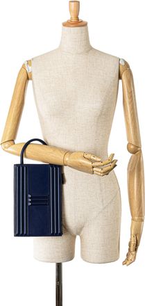 Herm&egrave;s Pre-owned Womens Toolbox Tote Structured Leather - Dark Blue - One Size