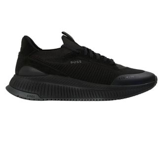 HUGO BOSS Heren TTNM EVO Suede Sneakers (Zwart)