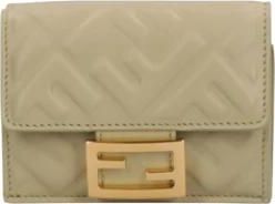 Fendi Micro Trifold Baguette Portemonnee - Dames - Portefeuilles - Groen - ONE Size - Accessoires