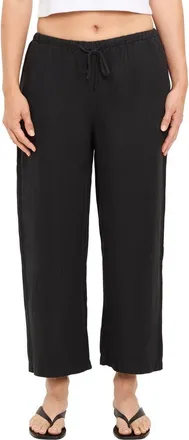Michael Stars Tali Linen Blend Wide Leg Drawstring Pants in Black at Nordstrom, Size X-Small