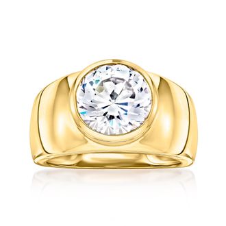 Ross-Simons Bezel-Set CZ Ring in 18kt Gold Over Sterling