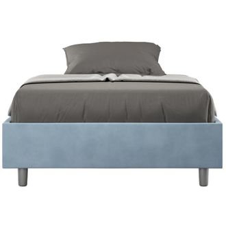 ITYhome Letto una piazza e mezza rivestito in Microfibra - azelia - Dimensione Rete: 130x200 - Tipologia Letto: Senza Rete - Colore: Azzurro