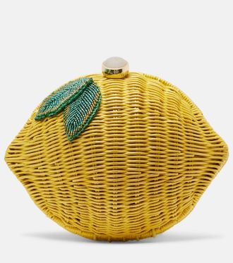 Judith Leiber Lemon wicker clutch