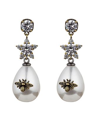 Eyecandy LA Eye Candy La Queen Bee Freshwater Pearl Cz Drop Earring