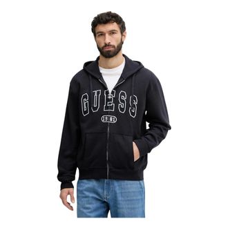 Guess Hoodies & sweatvesten, Heren, Blauw, XL, Katoen, Davis Zip-up Hoodie
